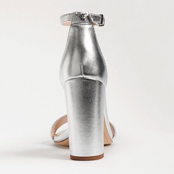 Sam Edelman Yaro silver leather ankle strap block heel sandals Sz‎ 10 new - Picture 8 of 16